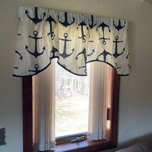 2 panel Anchor Window Valence 50 inches long